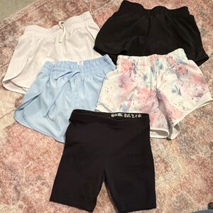 5 Pack Girls Athletic Shorts Wonder Nation Athletic Works 90 Degree  Size 7-8